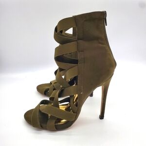 LILIANA Shoes Women 8 Criss Cross Strap Heels Dark Green